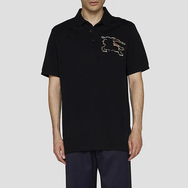 Áo Polo Nam Burberry Winsley Logo Printed In Black 8070682 Màu Đen