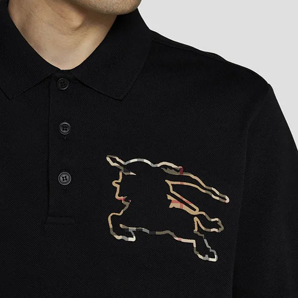 Áo Polo Nam Burberry Winsley Logo Printed In Black 8070682 Màu Đen