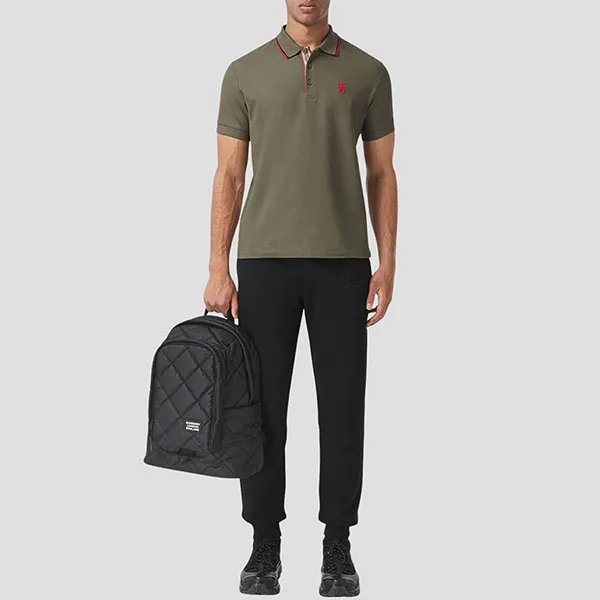 Áo Polo Nam Burberry With TB Logo Embroidered In Khaki 8043271 Màu Xanh Kaki