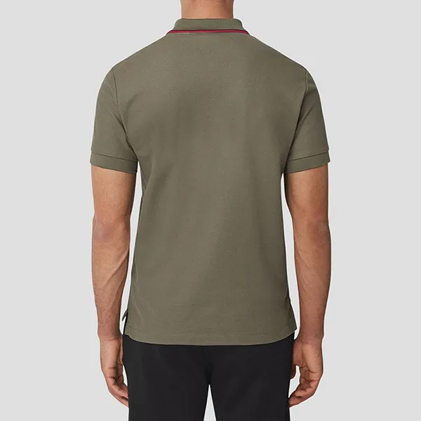 Áo Polo Nam Burberry With TB Logo Embroidered In Khaki 8043271 Màu Xanh Kaki