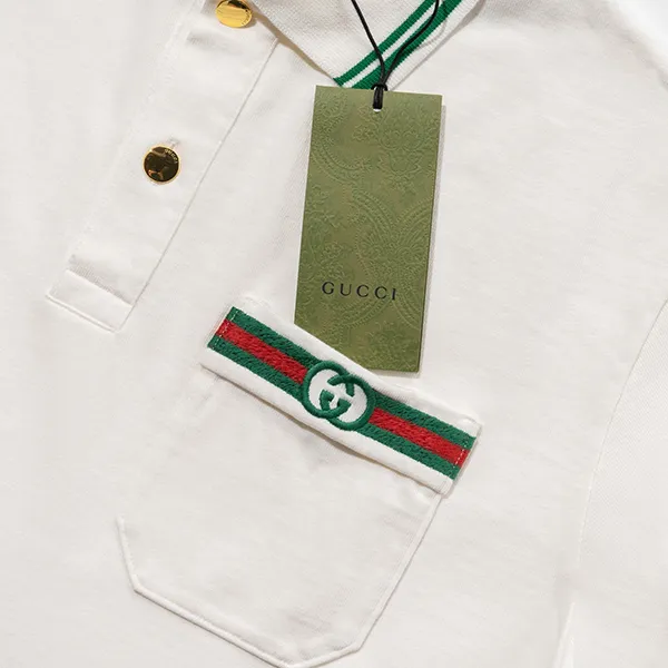 Áo Polo Nam Gucci 628339 XJCQR 9061 Màu Xanh Trắng Size S