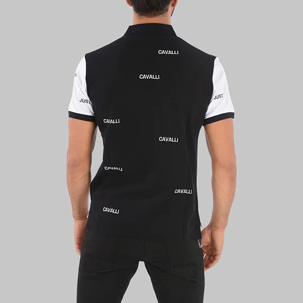 Áo Polo Nam Just Cavalli S03GL0061 Màu Đen Trắng Size 44 - Thời trang - Vua Hàng Hiệu