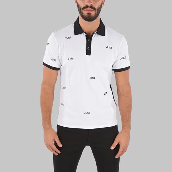 Áo Polo Nam Just Cavalli S03GL0061 Màu Đen Trắng Size 44 - Thời trang - Vua Hàng Hiệu