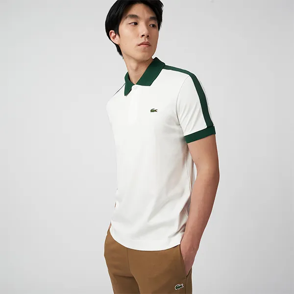 Áo Polo Nam Lacoste Classic Fit Contrast Collar Polo Shirt PH9532-00 Màu Trắng Phối Xanh Green Size 5