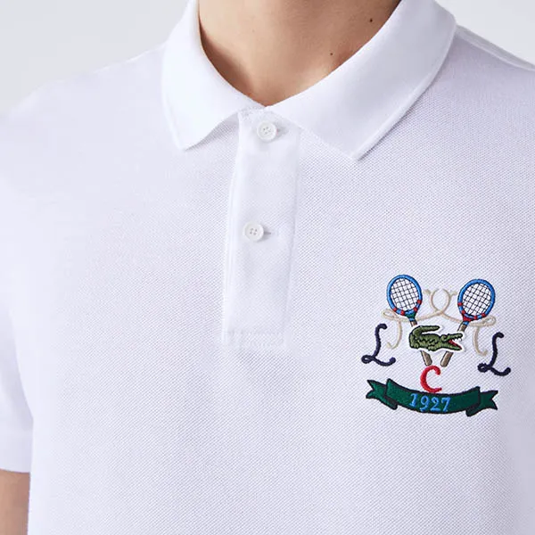Áo Polo Nam Lacoste Regular Fit Tennis Embroidery Cotton Piqué PH2097 001 Màu Trắng Size 5