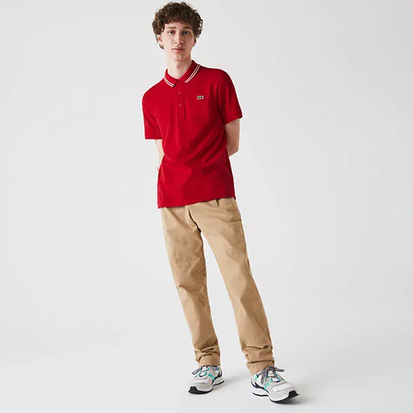 Áo Polo Nam Lacoste Men's SPORT Contrast Accent Lightweight Cotton Shirt YH1482-00-564 Màu Đỏ Size 6