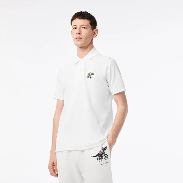 Áo Polo Nam Lacoste x Netflix Organic Cotton PH7057-10-VIQ Màu Trắng Size 4