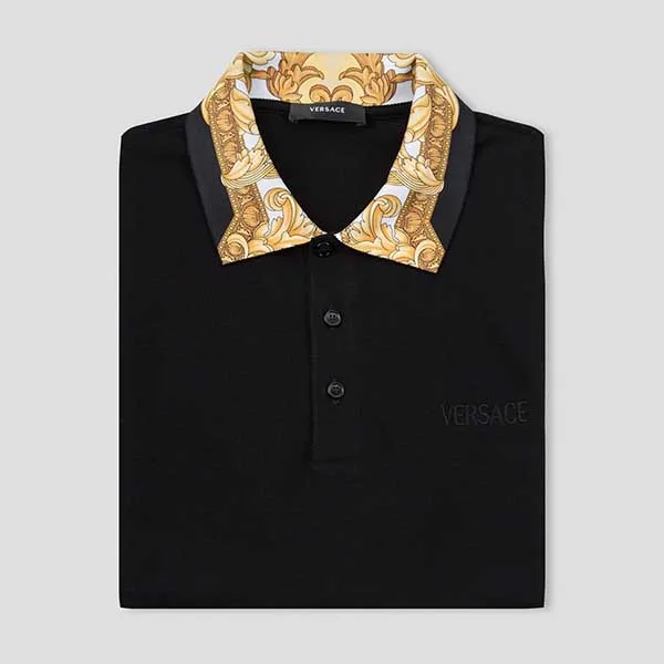 Áo Polo Nam Versace Logo Embroidered Pattern 1012260 Màu Đen Size XS - Thời trang - Vua Hàng Hiệu