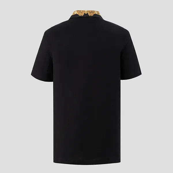 Áo Polo Nam Versace Logo Embroidered Pattern Shirt 1012260 1A08837 Màu Đen Size M