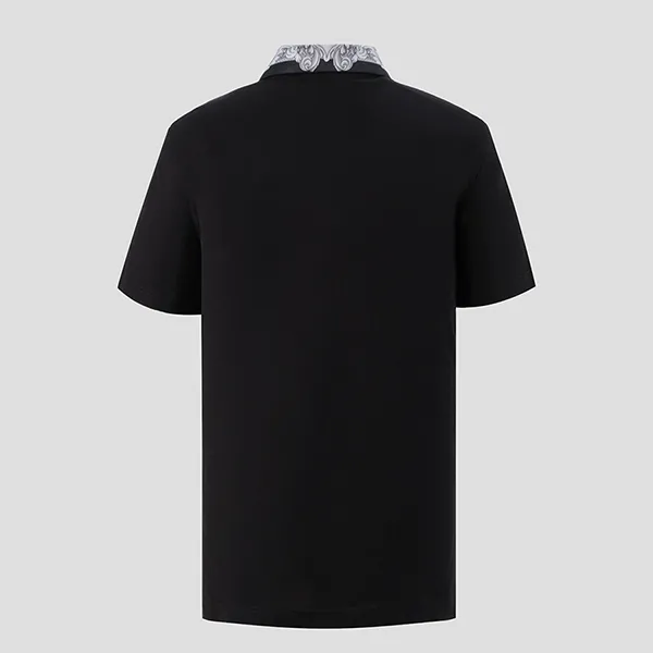 Áo Polo Nam Versace Logo Embroidered Pattern Shirt 1012260 1A08837 Màu Đen/Xám Size XS