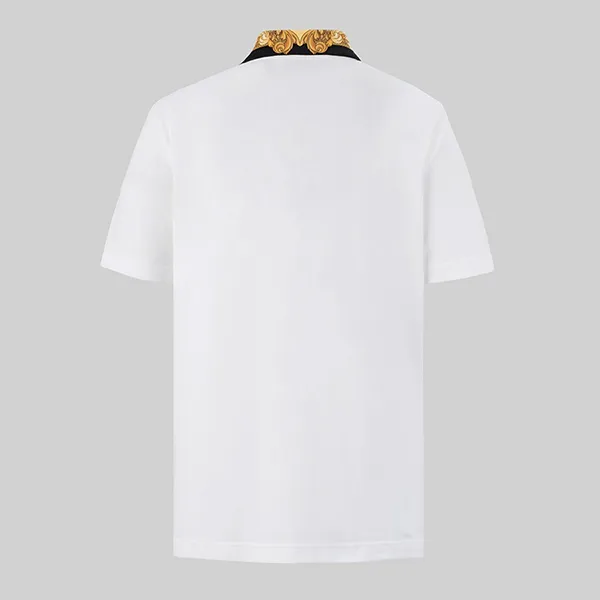 Áo Polo Nam Versace Logo Embroidered Pattern Shirt 1012260 1A08837 Màu Trắng Size S