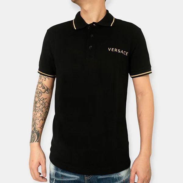 Áo Polo Nam Versace VS5571 Màu Đen Size 44