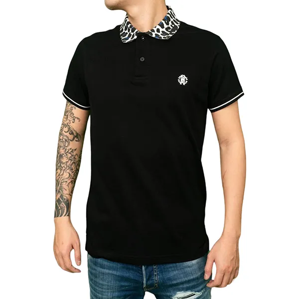 Áo Polo Nam Roberto Cavalli Cổ Vân Báo RC4575 Màu Đen Size S