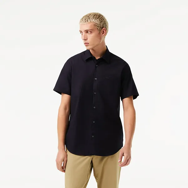 Áo Sơ Mi Cộc Tay Nam Lacoste Men's Regular Fit Solid Cotton Shirt CH8528-00 Màu Xanh Navy Size 42 - Thời trang - Vua Hàng Hiệu