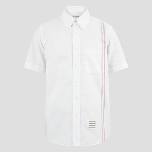 Áo Sơ Mi Cộc Tay Nam Thom Browne Straight Fit Button Down S/S MWS239A-03634-100 Màu Trắng Size 1
