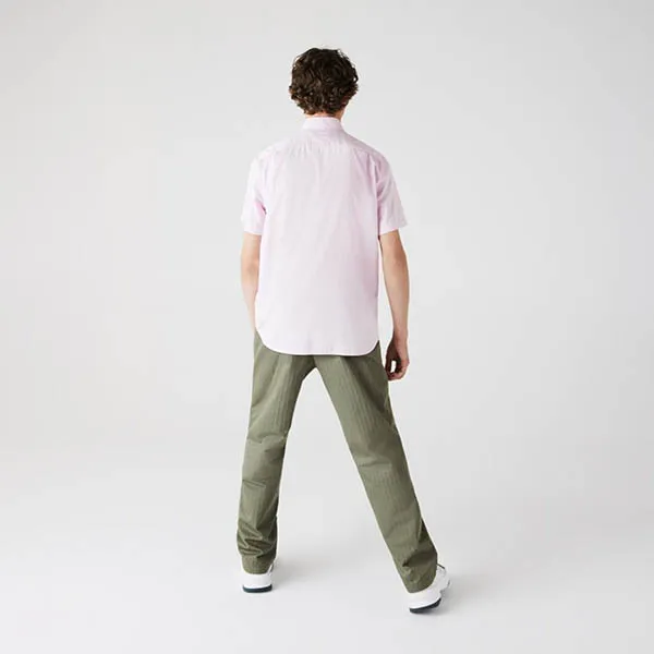Áo Sơ Mi Nam Lacoste Men's Regular Fit Short Sleeve Cotton Shirt CH2944-00-ADY Màu Hồng Size 39