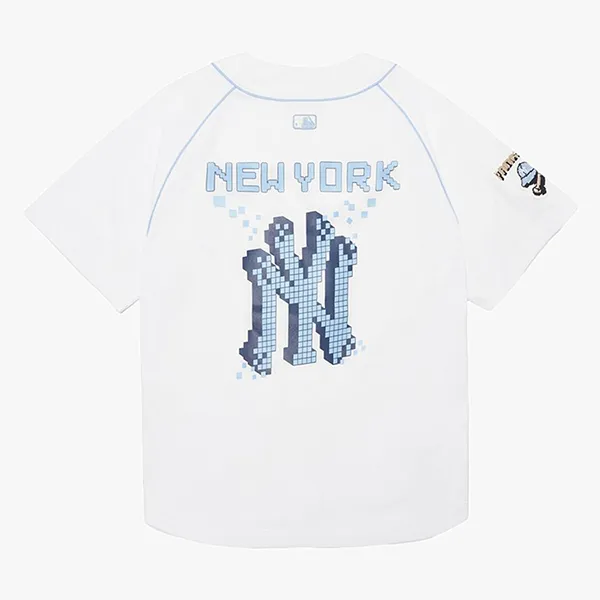 Áo Sơ Mi MLB Common Pixel Baseball NY 3ABS00221-50WHS Màu Trắng