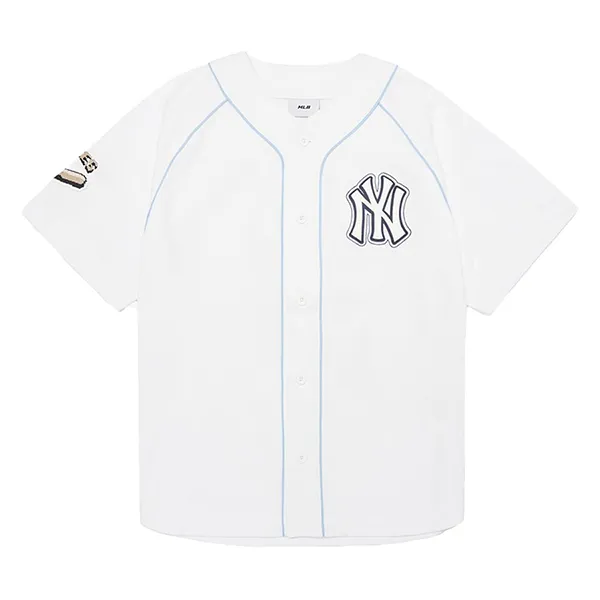 Áo Sơ Mi MLB Common Pixel Baseball NY 3ABS00221-50WHS Màu Trắng