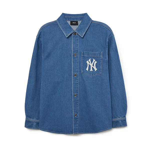 Áo Sơ Mi MLB Denim New York Yankees 3ADRR0134-50INS Màu Xanh Size S