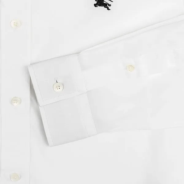 Áo Sơ Mi Nam Burberry Men's Logo Embroidered 8036292 Màu Trắng Size S