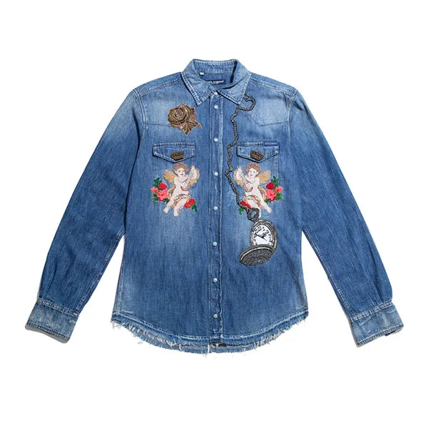 Áo Sơ Mi Nam Dolce & Gabbana D&G Denim Angels Long Sleeve Shirt Màu Xanh Denim