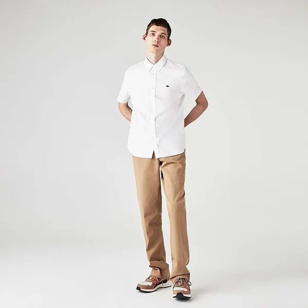 Áo Sơ Mi Cộc Tay Nam Lacoste Men's Regular Fit Premium Cotton Shirt CH2944001 Màu Trắng Size 39 - Thời trang - Vua Hàng Hiệu