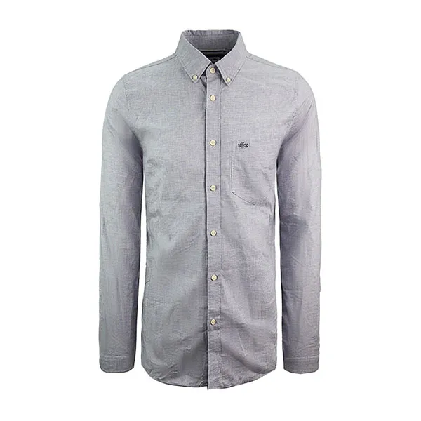 Áo Sơ Mi Nam Lacoste Woven Slim Fit Long Sleeve Mens Blue White Cotton Shirt CH0929 J2G Màu Xám Xanh Size 39