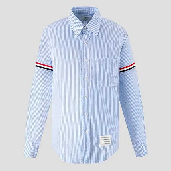 Áo Sơ Mi Nam Thom Browne Light Blue Oxford University Stripe RWB Armband MWL311E-00098-480 Màu Xanh
