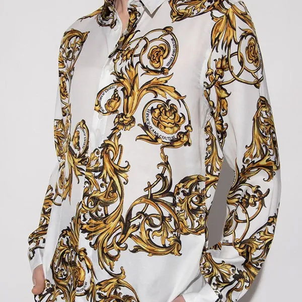 Áo Sơ Mi Nam Versace 72GAL2S0WHITE Màu Trắng Vàng Size 44