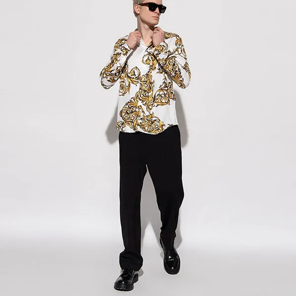 Áo Sơ Mi Nam Versace 72GAL2S0WHITE Màu Trắng Vàng Size 44