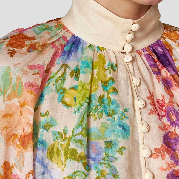 Áo Sơ Mi Nữ Zimmermann Raie Billow Shirt Multicolor Printed 7452TSS232 MUFL Phối Màu