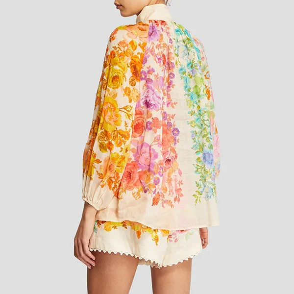 Áo Sơ Mi Nữ Zimmermann Raie Billow Shirt Multicolor Printed 7452TSS232 MUFL Phối Màu