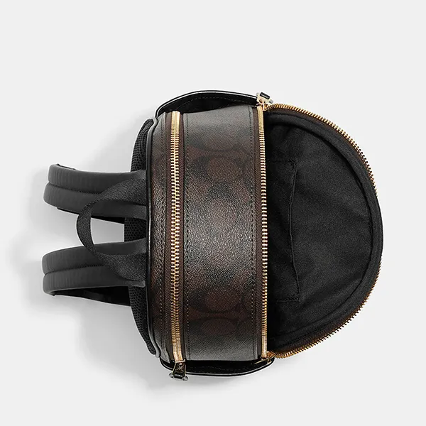 Balo Nữ Coach Mini Court Backpack In Signature Canvas C8604 Màu Nâu/Đen - Túi xách - Vua Hàng Hiệu