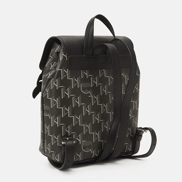 Balo Karl Lagerfeld Ikonik Mono Flap Rucksack Black Màu Đen