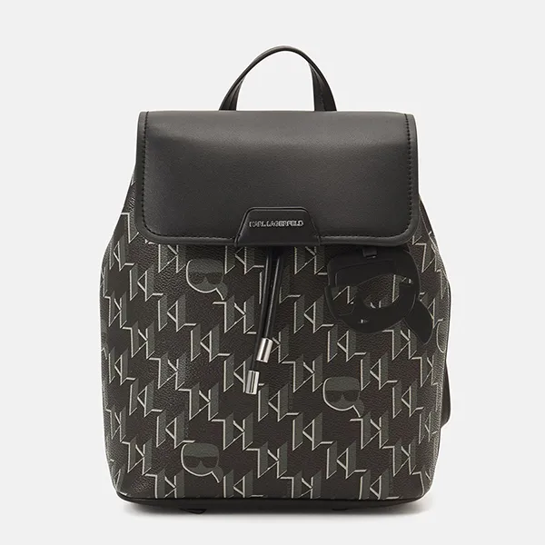 Balo Karl Lagerfeld Ikonik Mono Flap Rucksack Black Màu Đen