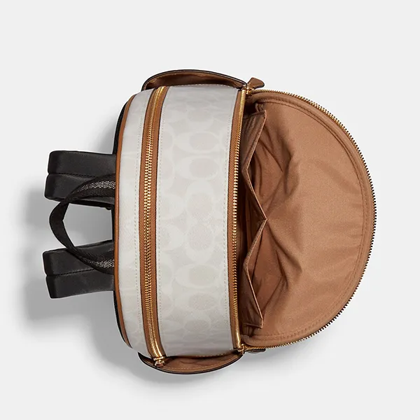 Balo Nữ Coach Court Backpack In Blocked Signature Canvas CA439 Màu Trắng/Be - Túi xách - Vua Hàng Hiệu