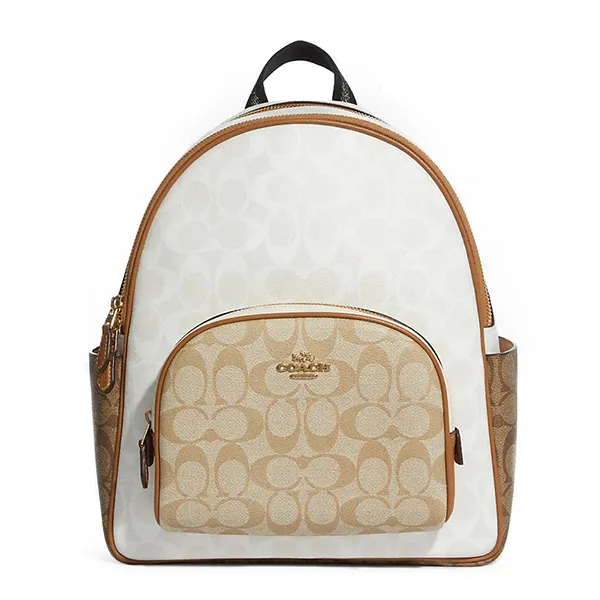 Balo Nữ Coach Court Backpack In Blocked Signature Canvas CA439 Màu Trắng/Be - Túi xách - Vua Hàng Hiệu