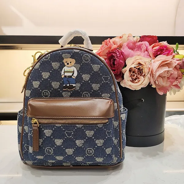 Balo Nữ TTWN BEAR TN2301 TN3173 Màu Xanh Viền Nâu - Túi xách - Vua Hàng Hiệu