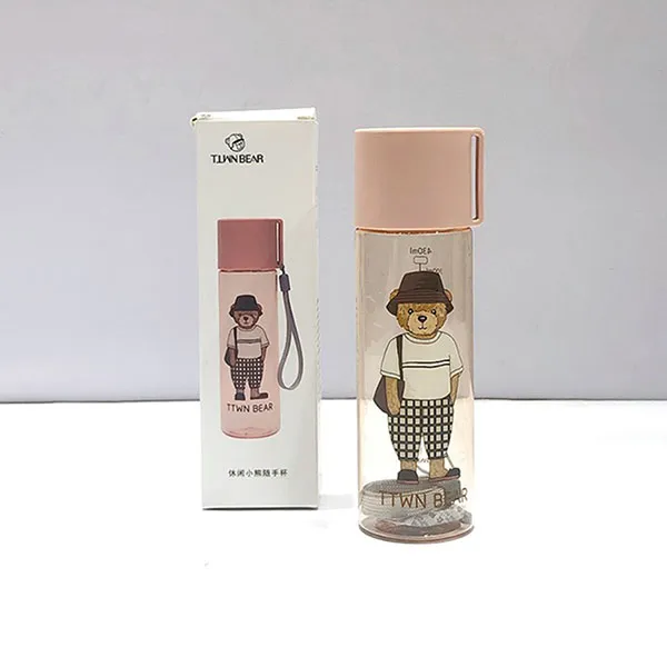 Bình Nước Nhựa Chịu Nhiệt TTWN BEAR BZ2005 Màu Hồng Nhạt 430ml