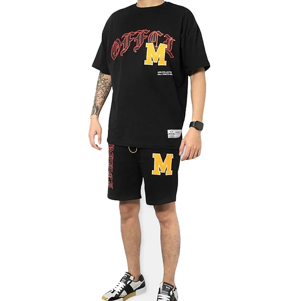 Bộ Quần Áo Cộc Tay Nam Boohooman Chữ M MZZ45692 Màu Đen Size 44