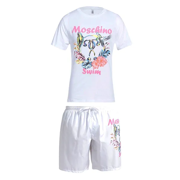 Bộ Quần Áo Cộc Tay Nam Moschino MCN7857 Màu Trắng Size S