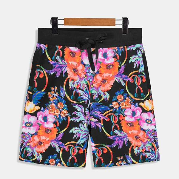 Bộ Quần Áo Cộc Tay Nam Moschino MOS8787 Màu Đen Họa Tiết Hoa Size 46