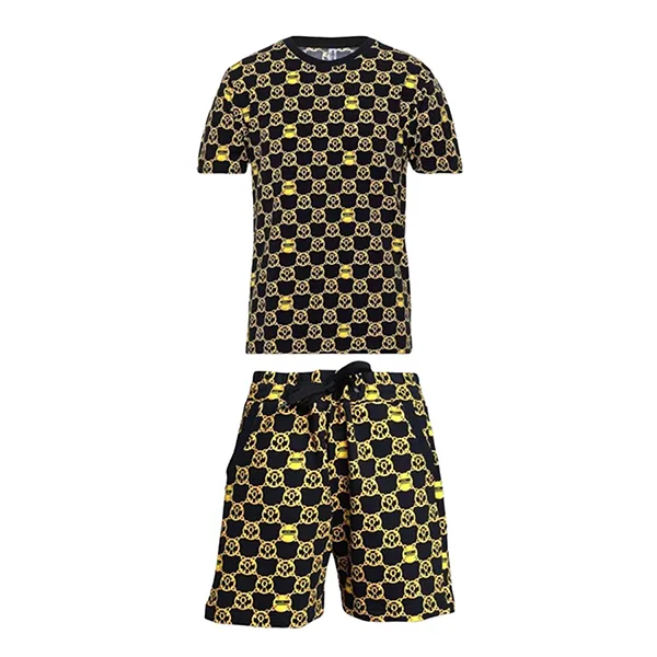 Bộ Quần Áo Cộc Tay Nam Moschino MOS8793 Màu Đen Vàng Size 46