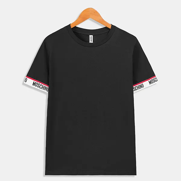 Bộ Quần Áo Cộc Tay Nam Moschino Viền Chữ MOS8780 Màu Đen Size S