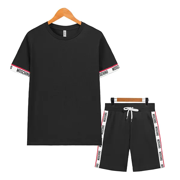 Bộ Quần Áo Cộc Tay Nam Moschino Viền Chữ MOS8780 Màu Đen Size S
