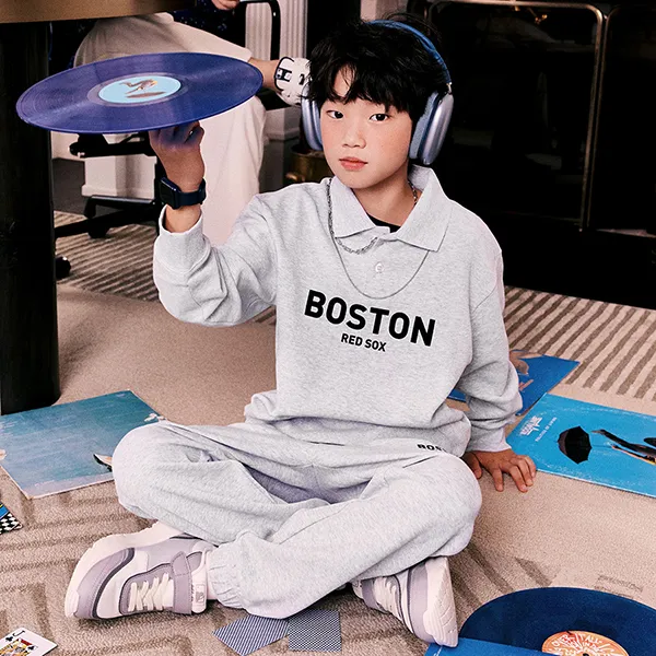 Bộ Quần Áo Nỉ Trẻ Em MLB PQ Boston Red Sox 7AS2B0234-43MGL Màu Ghi