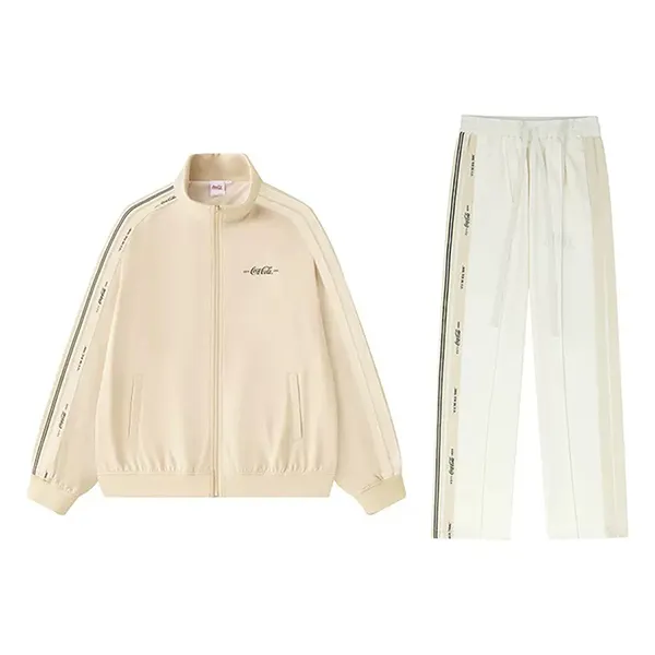 Bộ Thể Thao Coca-Cola Sweater Jacket Straight Casual Pants Two-Pack Màu Kem-Trắng - Thời trang - Vua Hàng Hiệu