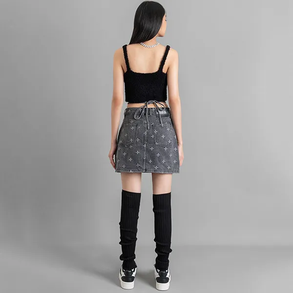 Chân Váy Nữ SMFK Denim Grey With Vintager Logo US002GY Màu Xám
