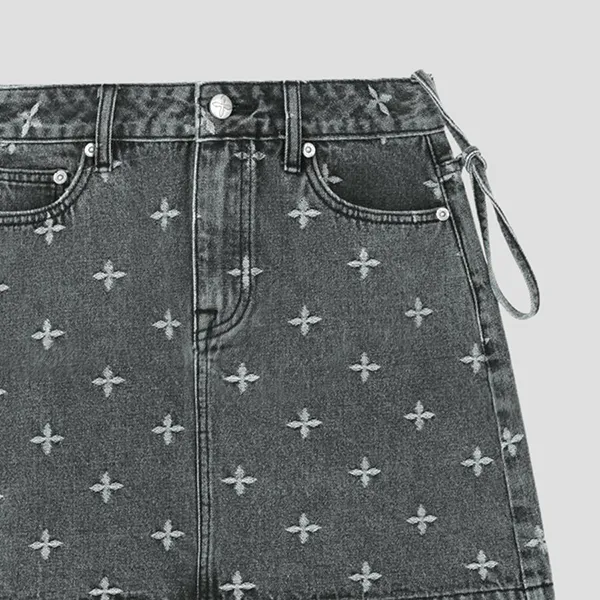 Chân Váy Nữ SMFK Denim Grey With Vintager Logo US002GY Màu Xám