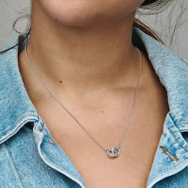 Dây Chuyền Nữ Pandora Signature Intertwined Pavé Pendant Necklace 392736C01 Màu Bạc - Trang sức - Vua Hàng Hiệu